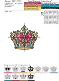 Gold Royal Crown Machine Embroidery Design