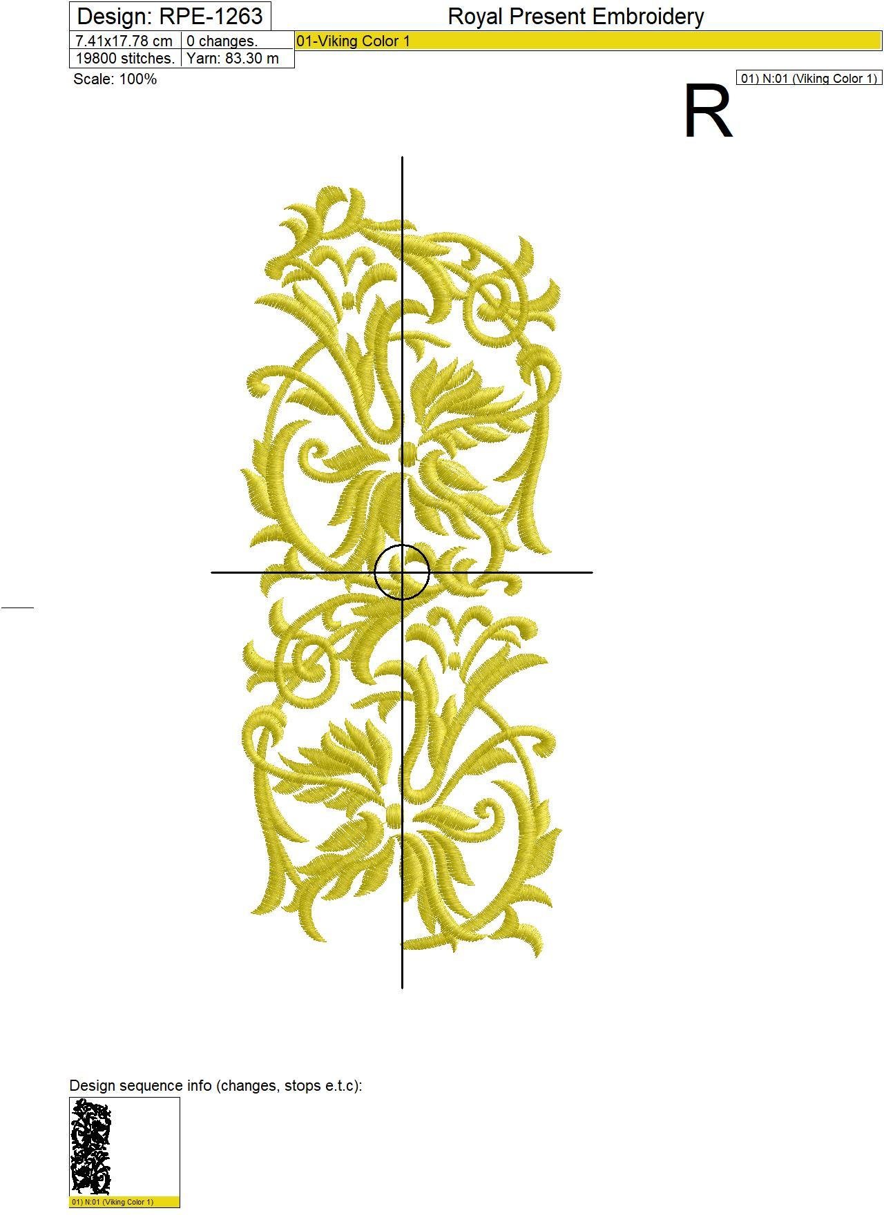 Golden border Embroidery Design - 3 sizes | Royal Present Embroidery