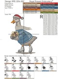 Goose on skates Christmas Machine Embroidery Design - 7 sizes