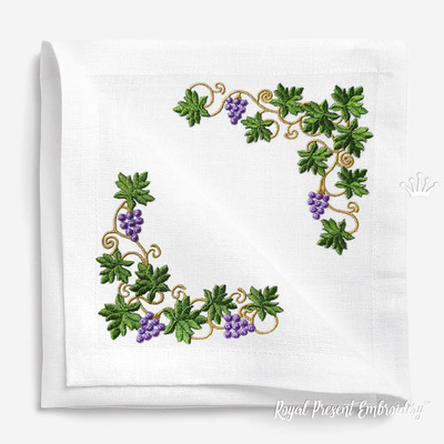 Motifs de broderie machine Grape Corners - 6 tailles