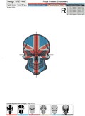 Great Britain Flag Skull Machine Embroidery Design