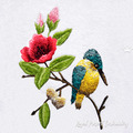 Green Kingfisher Long stitch machine embroidery design