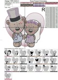 Groom and Bride Bears Machine Embroidery Design - 3 sizes