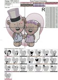 Groom and Bride Bears Machine Embroidery Design - 3 sizes