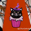 Halloween Cat Cupcake Machine Embroidery Design - 3 sizes