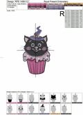 Halloween Cat Cupcake Machine Embroidery Design - 3 sizes