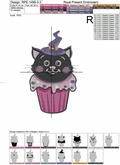 Halloween Cat Cupcake Machine Embroidery Design - 3 sizes