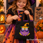 Halloween Owl in a Witch Hat Machine Embroidery Design – 3 Sizes for 4x4 Hoop and Larger
