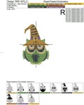 Halloween Owl in a cap Machine Embroidery Design - 3 sizes