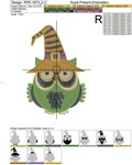 Halloween Owl in a cap Machine Embroidery Design - 3 sizes
