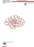 Happy New Year Inscription Machine Embroidery Design - 5 sizes
