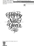Happy New Year Machine Embroidery Design - 4 sizes
