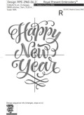Happy New Year Machine Embroidery Design - 4 sizes