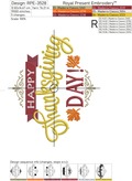 Happy Thanksgiving day embroidery design - 4 sizes
