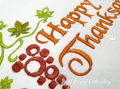 Happy Thanksgiving autumn leaves machine embroidery design - 3 sizes