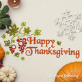 Happy Thanksgiving autumn leaves machine embroidery design - 3 sizes