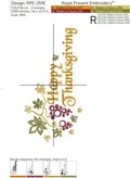 Happy Thanksgiving autumn leaves machine embroidery design - 3 sizes