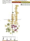 Happy Thanksgiving autumn leaves machine embroidery design - 3 sizes