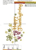 Happy Thanksgiving autumn leaves machine embroidery design - 3 sizes