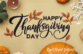 Happy Thanksgiving with orange autumn leaves machine embroidery design - 6 sizes
