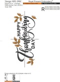 Happy Thanksgiving with orange autumn leaves machine embroidery design - 6 sizes