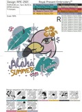 Hawaiian Flamingo Machine Embroidery Design