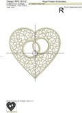 Heart Wedding Rings Machine Embroidery Design - 2 sizes