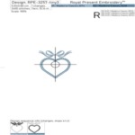 Mini Heart Monogram Frame with 3D Bow Machine Embroidery Design - 4 Sizes