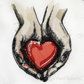 Heart in hands in color machine embroidery design - 5 sizes