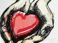 Heart in hands in color machine embroidery design - 5 sizes