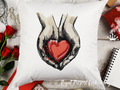 Heart in hands in color machine embroidery design - 5 sizes
