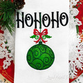 Ho-Ho-Ho inscription with Christmas ball machine embroidery design - 2 sizes