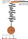 Ho Ho Ho inscription with Christmas tree toy machine embroidery design - 8 sizes
