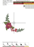 Holly and Poinsettia Corner Machine Embroidery Designs - 2 sizes