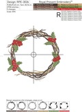 Holly and brushwood wreath Machine embroidery design - 2 sizes