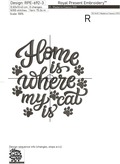 Home is where my cat is inscription Machine Embroidery Design - 6 sizes