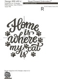 Home is where my cat is inscription Machine Embroidery Design - 6 sizes