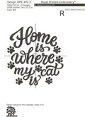 Home is where my cat is inscription Machine Embroidery Design - 6 sizes