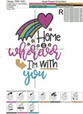 Home is wherever I'm with you Embroidery Design - 5 sizes
