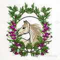 Horse in flowers Machine Embroidery Design - 4 sizes