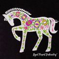 Horse with Moravian folk ornaments Appliqué Embroidery Design - 3 sizes