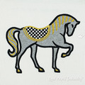 Horse with checkered saddle appliqué - 5 sizes