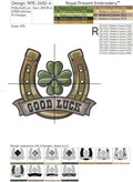 Horseshoe with good luck text machine embroidery design - 6 sizes