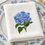 Hydrangea Flower Embroidery Design for Towels and Table Linens