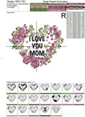 I Love You Mom Heart Machine Embroidery Design - 2 sizes