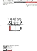 I need some sleep Inscription Machine embroidery design
