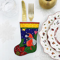 ITH Christmas stocking with Bullfinch Machine Embroidery Design - 2 sizes