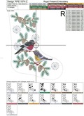 ITH Christmas stocking with Bullfinch and Tit embroidery design - 5 sizes