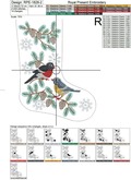 ITH Christmas stocking with Bullfinch and Tit embroidery design - 5 sizes