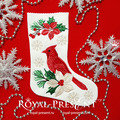ITH Christmas stocking with Cardinal machine embroidery design - 5 sizes